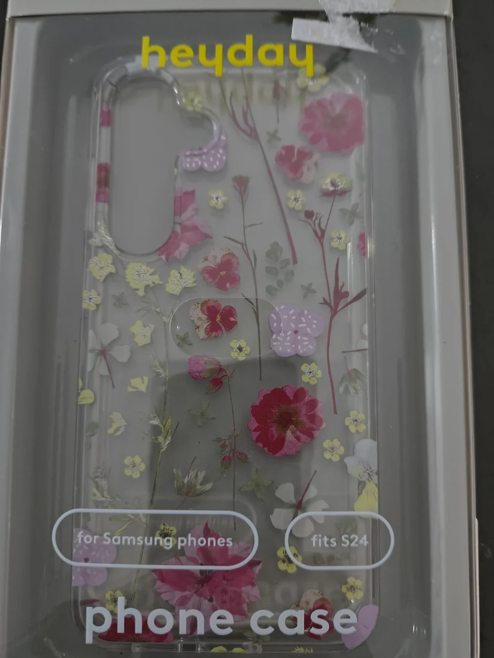 heyday Clear Floral Samsung S24 Case with Pink & Gold Accents